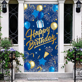 Lofaris Sparkle Gold Blue Balloons Happy Birthday Door Cover
